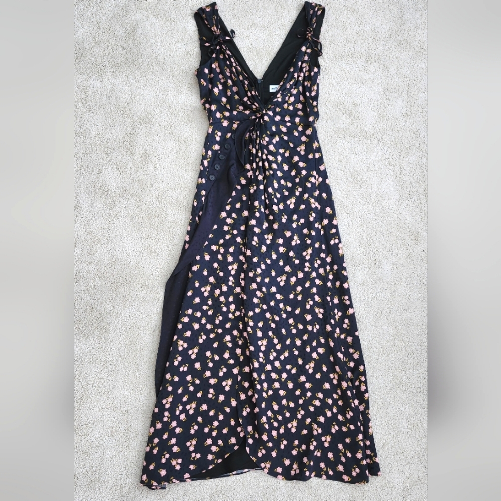 SELF-PORTRAIT Sleeveless Black Floral Printed Dress - Picture 1 of 7